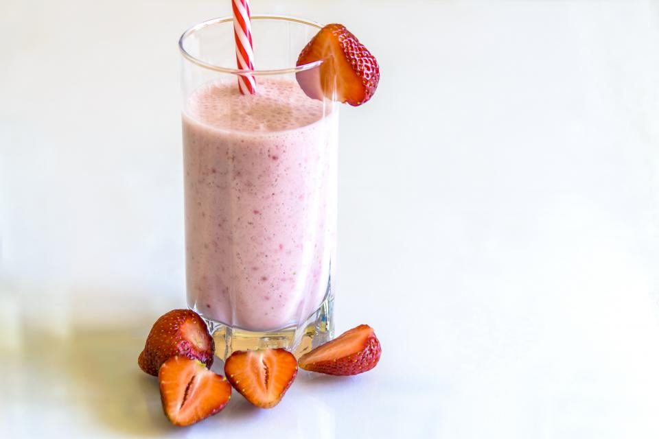 Strawberry smoothie in a glass